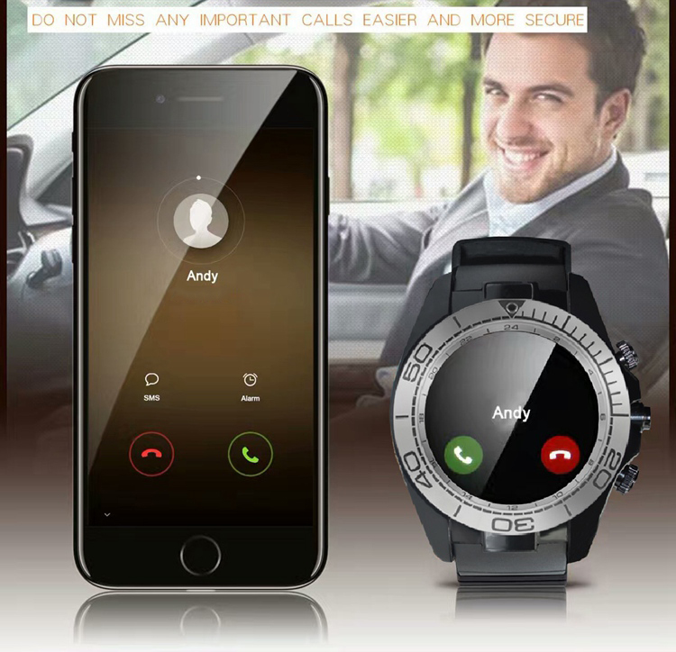 KY007 1.54 inch mens round touch screen android smart watch support calling